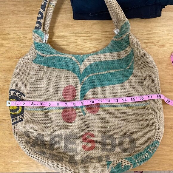 Upcycled Coffee Sack Burlap Tote Purse Lined - Picture 9 of 10